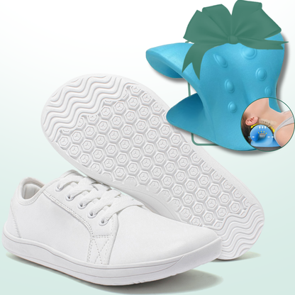 Lorry Vamp Barfußschuhe Leder Weiß - Barfußfit und Nackenmassagezauber
