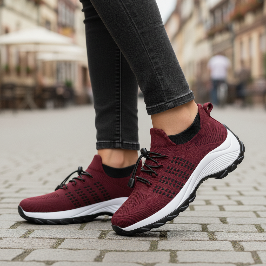 Ambulo Ortho Ergonomische Schuhe mit Dämpfung - Schwarz Rot
