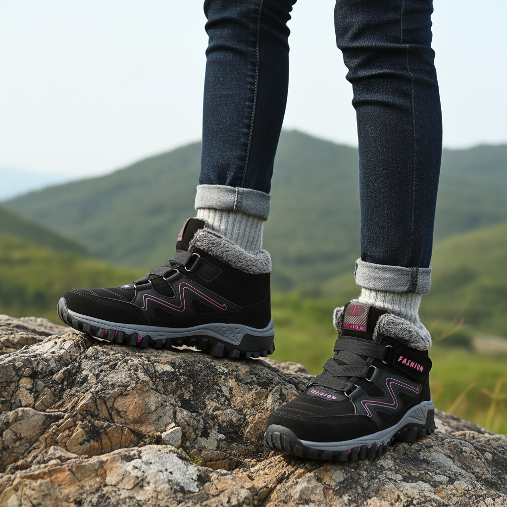 Solvema Orthopädische Winterschuhe - Rosa Schwarz